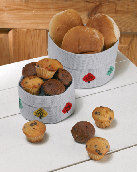 Kit de bordado Cesta pequeña árboles 13 Ø