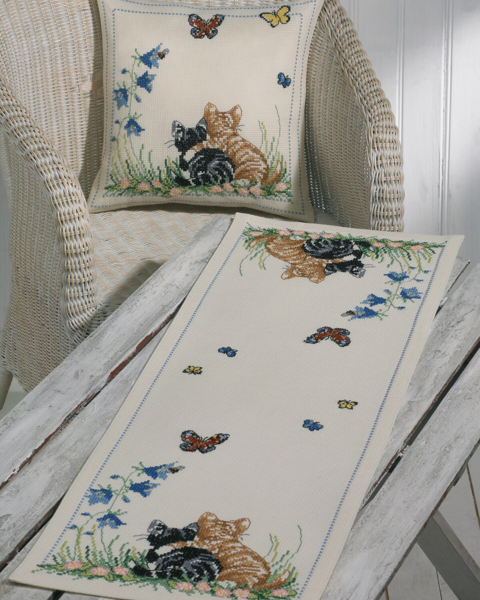 Kit de Bordado Amigos Gatos 40 x 40 cm