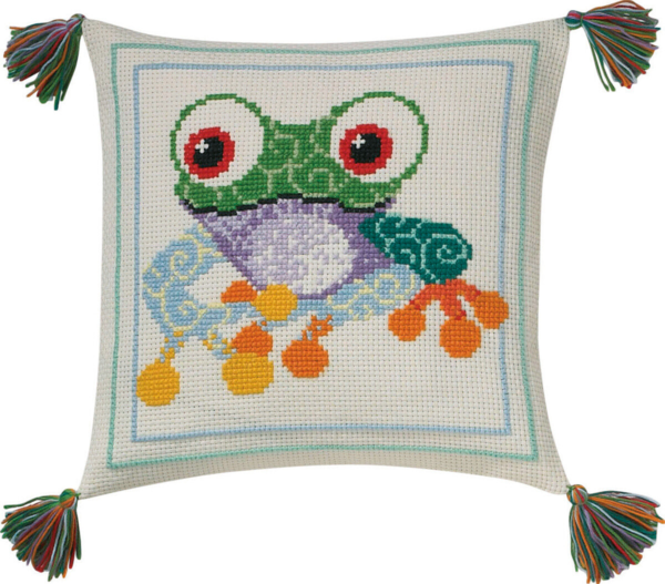 Kit de Bordado Cojín Infantil Rana 30x30 cm
