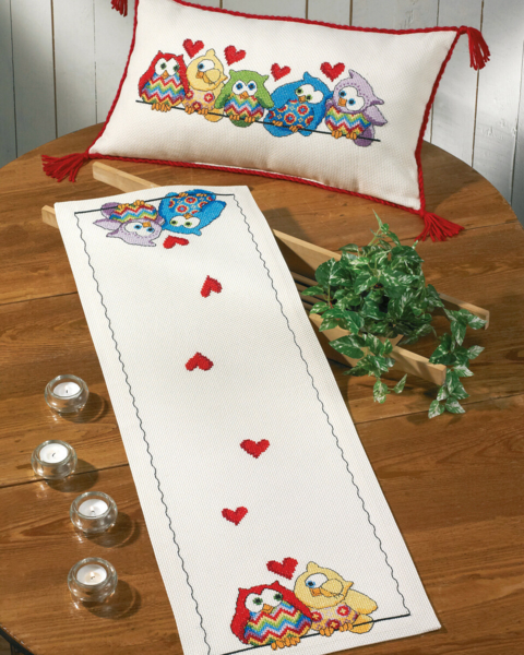 Kit de bordado Búhos en fila 60 x 35 cm