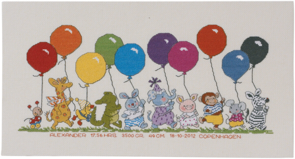 Kit de Bordado Animales con Globos 22 x 42 cm R5301