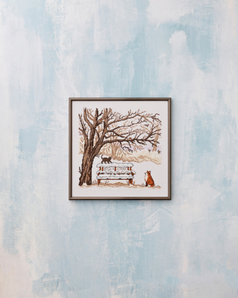 Kit de bordado Zorro de invierno 30 x 30 cm