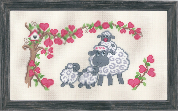 Kit de Bordado Familia de Ovejas 16 x 28 cm