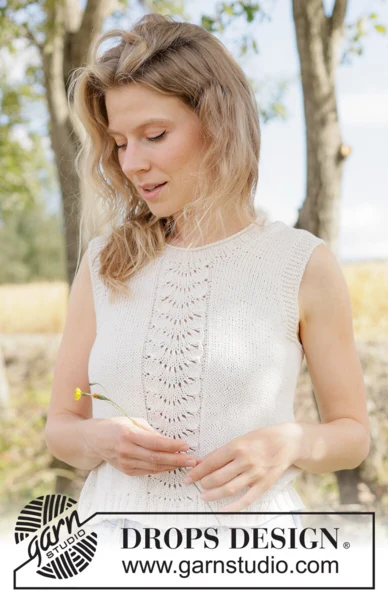 266-14 Summer Fan Top by DROPS Design