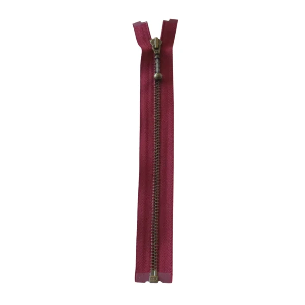 YKK Cremallera Metálica Divisible 4 mm (25-65 cm) 527 Burdeos, Latón antiguo