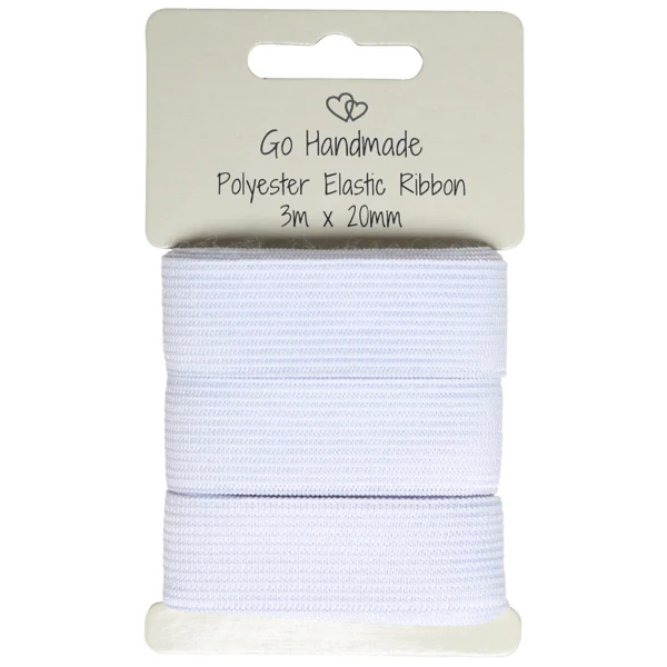 Go Handmade Banda Elástica: 3 m x 20 mm, Blanco