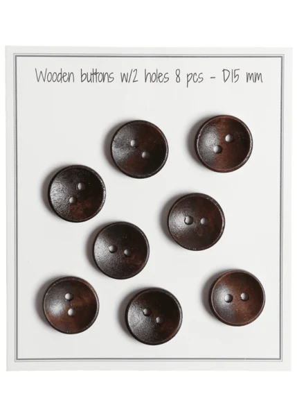 Go Handmade Botones Profundos de Madera, Oscuros (8 piezas) 15 mm