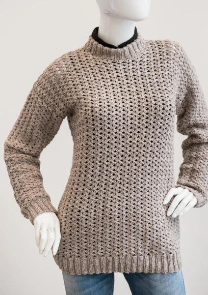 1697 suéter de ganchillo con bordes de punto
