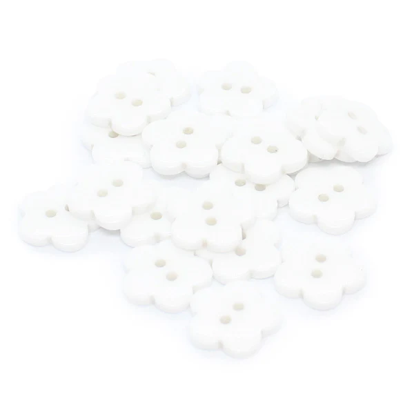 HobbyArts Botones de flores de plástico blanca, 15 mm, 20 piezas