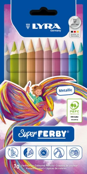 Lyra Super Ferby Metallic Lápices de Colores, 10 uds