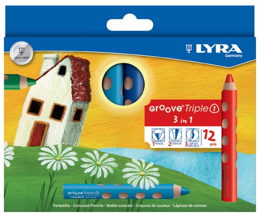 Lyra Groove Triples Lápices de color, 12 unidades
