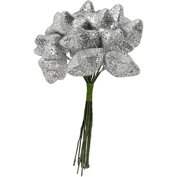 Estrellas, 25 mm, 12 piezas Plata