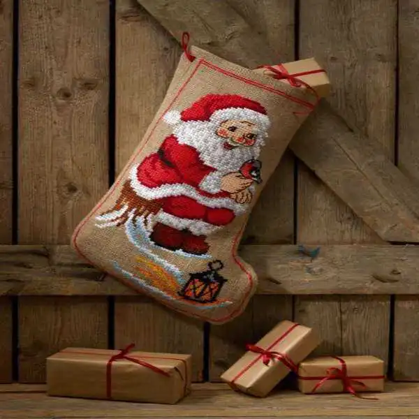 Kit de bordado Calcetín navideño Papá Noel en muñón