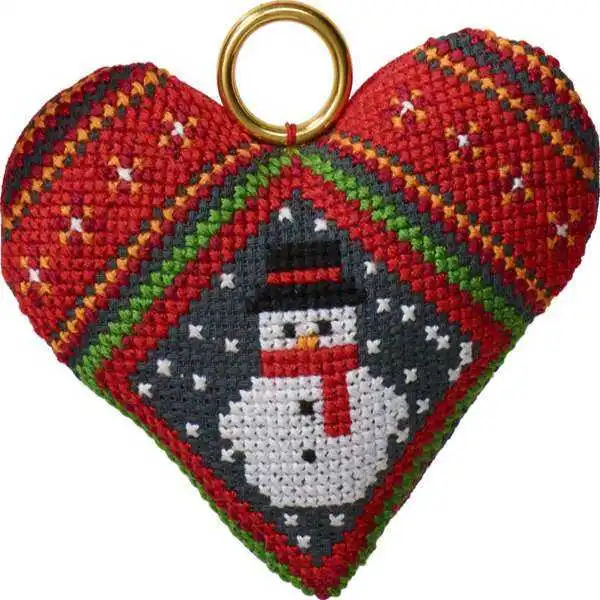 Kit de bordado Navidad muñeco de nieve colgante corazón