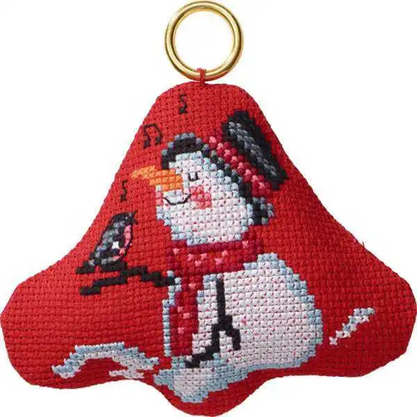 Kit de bordado Navidad muñeco de nieve colgante con pájaro en campana