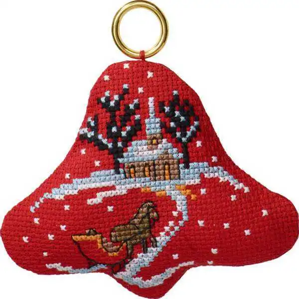 Kit de bordado Navidad trineo colgante / iglesia en campana