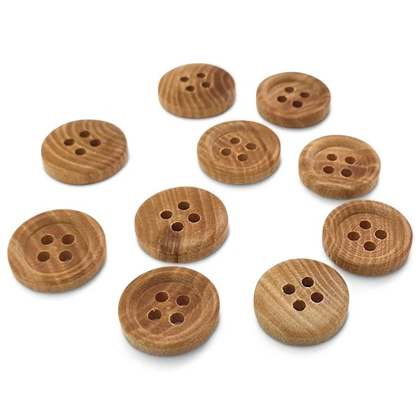 HobbyArts Botón de madera, 15 mm, 10 piezas
