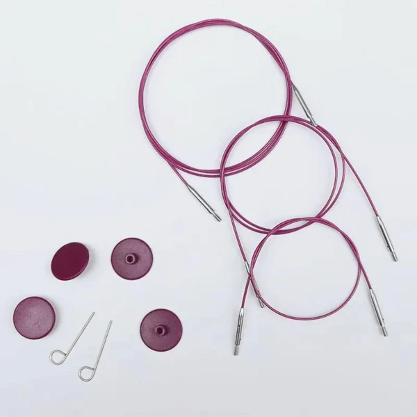 KnitPro Cable de Acero Inoxidable Swivel Morado (40-150 cm)
