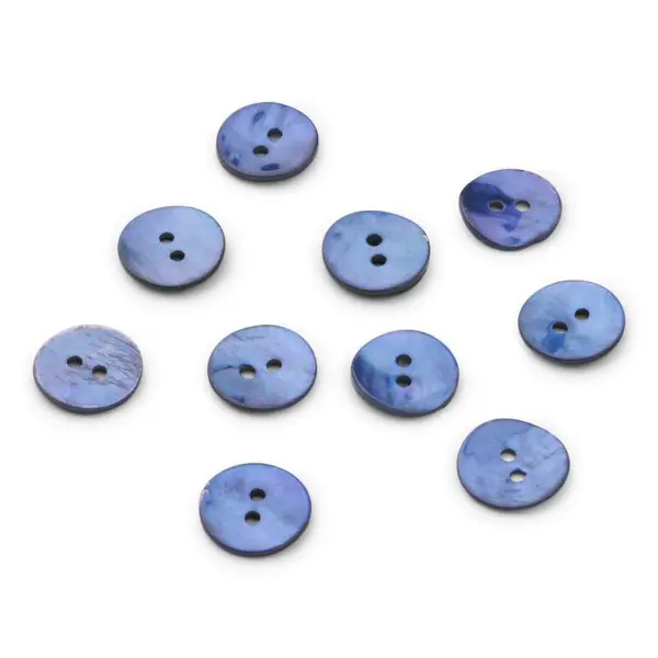 HobbyArts Botones de nácar, Azules, 15 mm, 10 unidades