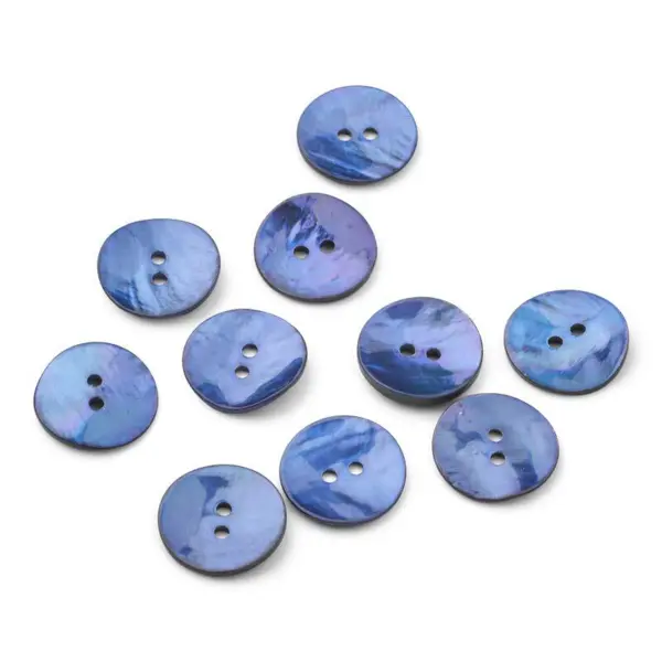 HobbyArts Botones de Nácar, Azules, 20 mm, 10 unidades