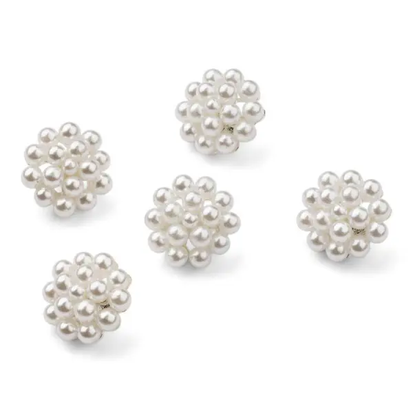 HobbyArts Botones de perlas, Blancos, 16 mm, 5 unidades
