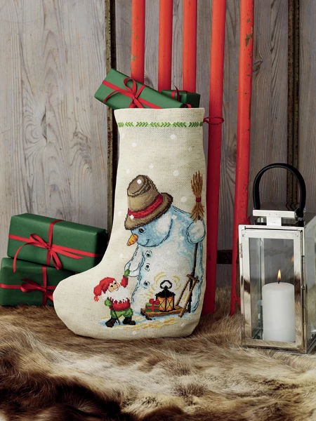 Bordado navideño Permin - El Hombre de Nieve 28x42cm