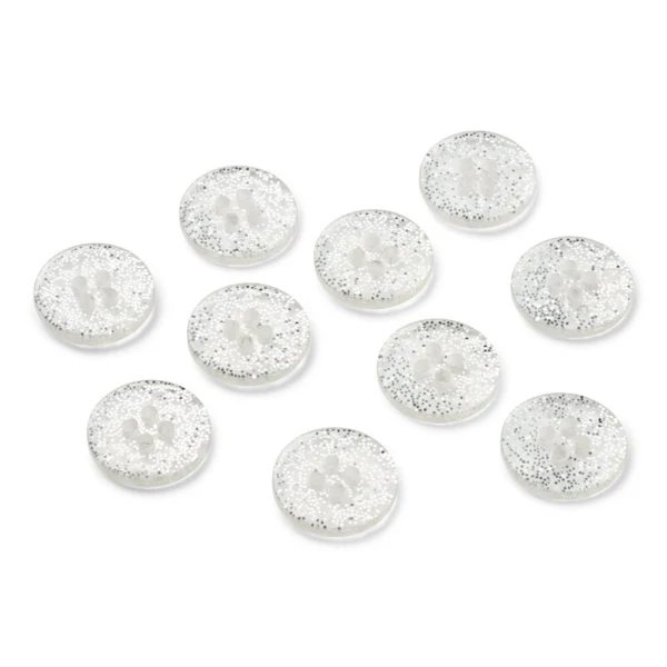 LindeHobby Botones de Purpurina, Plata, 15 mm, 10 uds