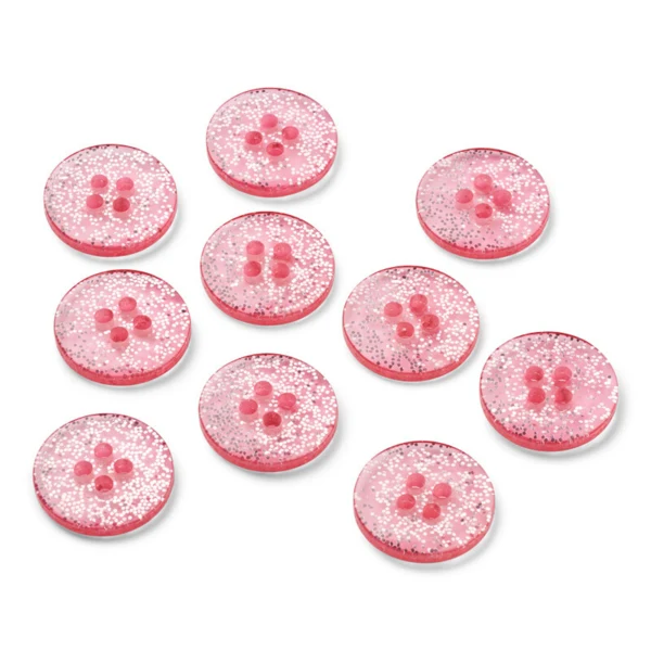LindeHobby Botones de Purpurina, Rosa, 15 mm, 10 unidades