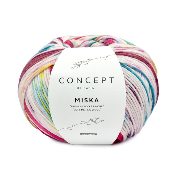 Katia Concept Miska Socks 100 Fucsia-Perla Mora-Azul Verdoso