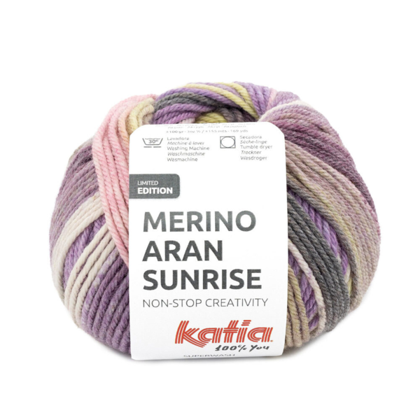 Katia Merino Aran Sunrise 304 Violeta-Rosa-Verde Amarillo