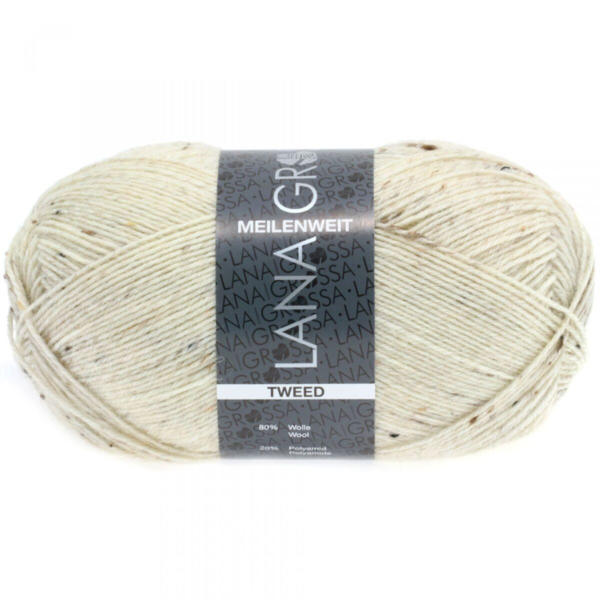 Lana Grossa Meilenweit 100 Tweed 106 Natural jaspeado