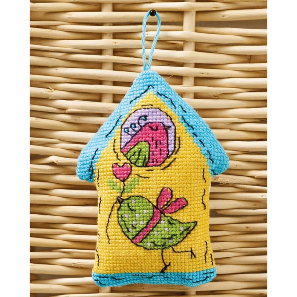 Casa para pájaros amarilla 7x9cm