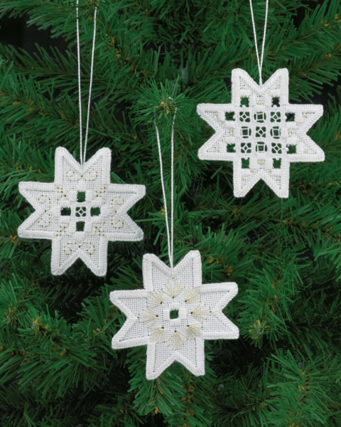 Kit de bordado Hardanger estrellas x3 7,5x7,5 cm