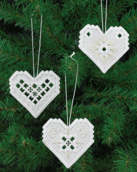 Kit de bordado Hardanger corazón x3 7,5 x 7 cm