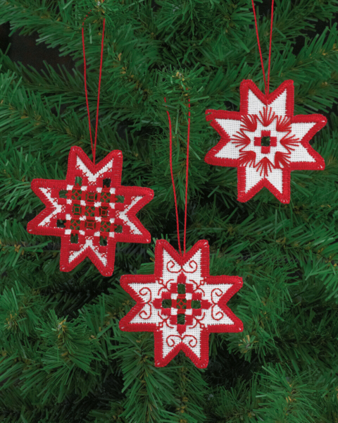 Kit de bordado Hardanger estrella roja x 3 7,5 x 7 cm
