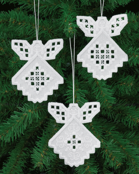 Kit de bordado Hardanger de Navidad 3 uds 10 x 9 cm