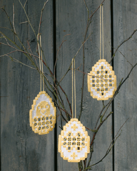 Kit de Bordado Huevos de Pascua Hardanger 3 uds. 6 x 8,5 cm