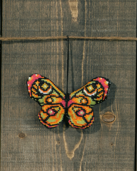 Kit de bordado Mariposa verde rosa m 053/99