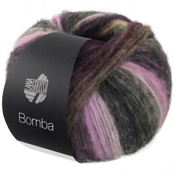 Lana Grossa Bomba 10 Orquídea/mora/beige grisáceo/verde grisáceo/gris oscuro