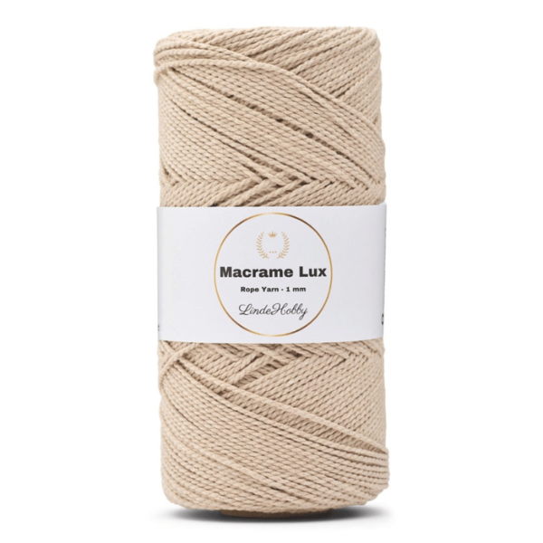 LindeHobby Macrame Lux, Cuerda de macramé, 1 mm 05 Beige