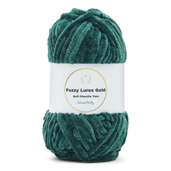 LindeHobby Fuzzy Chenille Gold Lurex 46 Verde pato