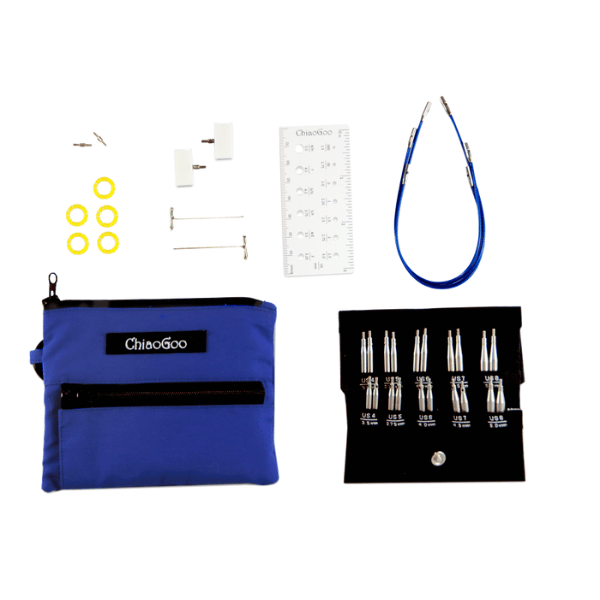 ChiaoGoo Set de Agujas Circulares Intercambiables Twist Blue Shorties, Small, 5 cm/8 cm