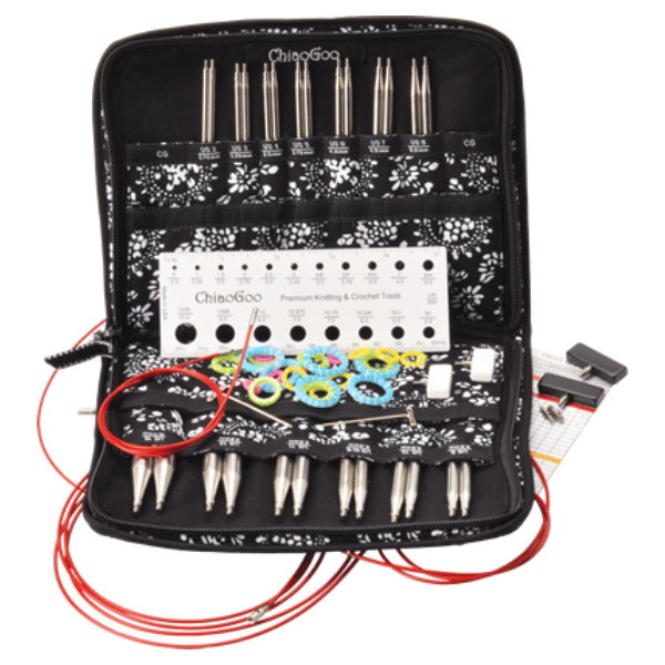 ChiaoGoo Set de Agujas Circulares Intercambiables Twist Red Lace, Complete, 10 cm