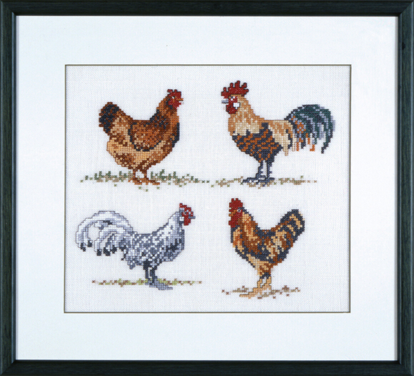 Kit de Bordado Gallinas 32 x 29 cm
