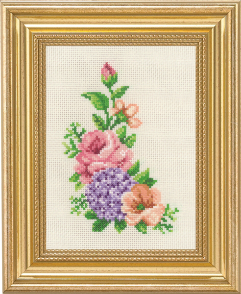 Kit de bordado Rosa y hortensia 14 x 19 cm