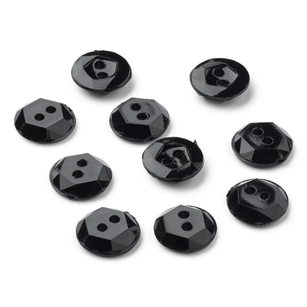 LindeHobby Botones de Cristal, Negro, 12 mm, 10 uds