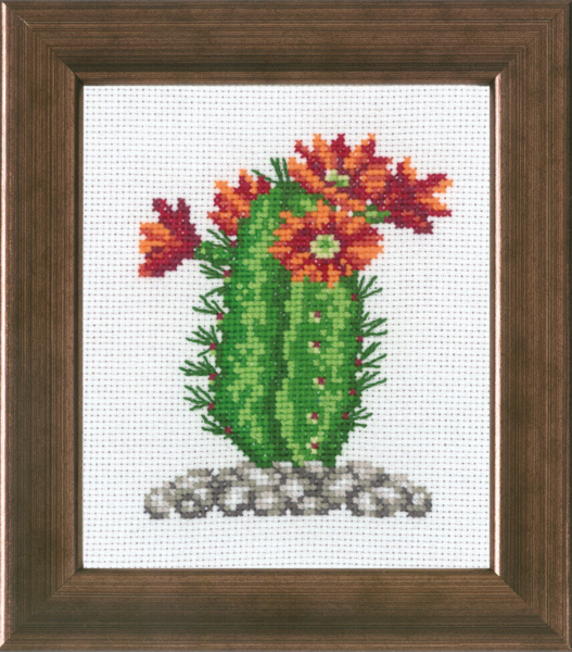 Kit de bordado Cactus con naranja R5380 10 x 12 cm