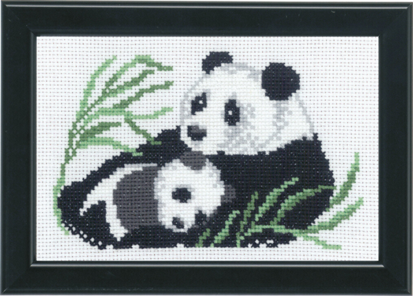 Kit de bordado Panda con cría 14 x 9 cm
