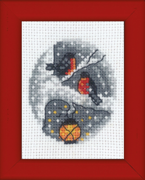Kit de bordado Pájaros en árbol imagen 6 x 8 cm