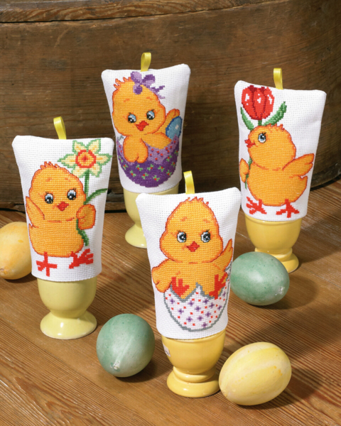 Kit de bordado Pollitos y huevos 4 ud 8 x 11 cm